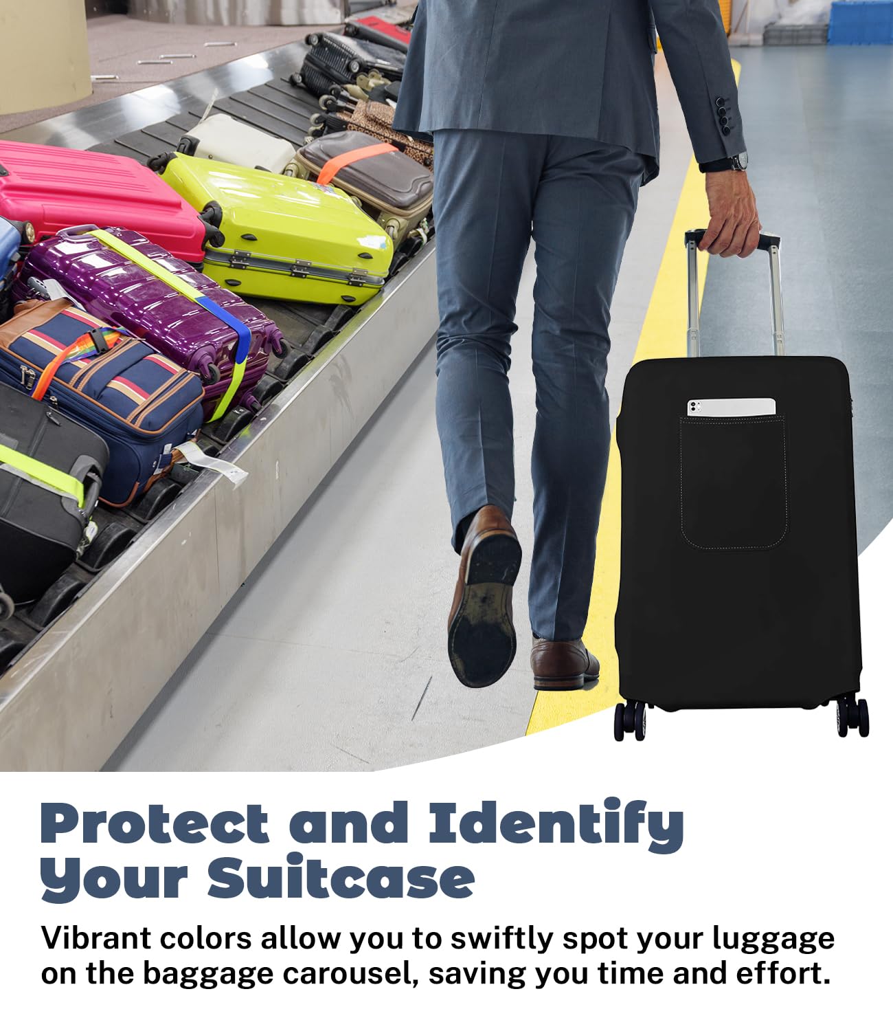 Morbuy Funda para Maletas Elástica, Negro Funda Maleta Cabina Protector Grande, para Cabina de 29-32 Pulgadas, Suitcae Cover con Bolsillo, Lavable, Antirrayaduras