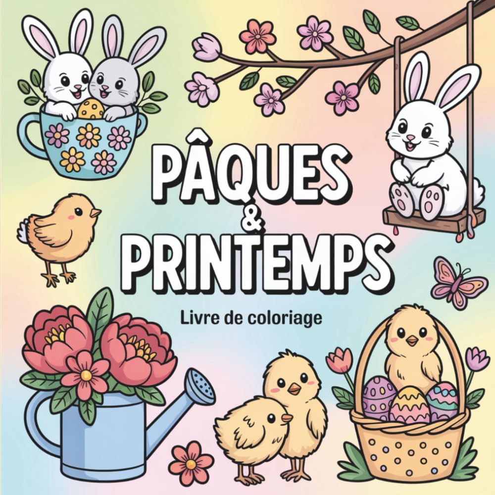 Pâques & Printemps Livre de Coloriage: Dessins Faciles et Relaxants pour Adultes et Enfants