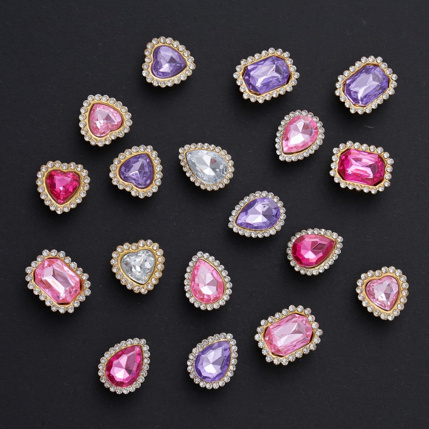 Bling Shoe Charms with Colorful Crystal Rhinestone Jewelry for Croc,Fashion Cute and Luxury Shoe Decoration for Women Girls
