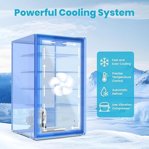 Miniatura 6 de Refrigerador y enfriador de bebidas de 17 pulgadas, mini refrigerador de bebidas de 116 latas con puerta de vidrio reversible para refrescos,