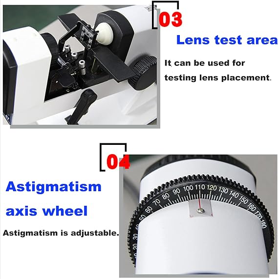 Manual Lensmeter Focimeter Optometry Machine,20D External Reading Outer Reading Lensometer Lens Meter Focimeter,Portable Handheld Manual Optical Lensmeter Measure Device