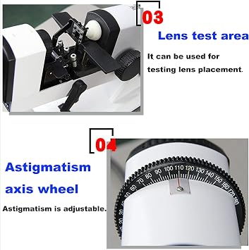 Manual Lensmeter Focimeter Optometry Machine,20D External Reading Outer Reading Lensometer Lens Meter Focimeter,Portable Handheld Manual Optical Lensmeter Measure Device