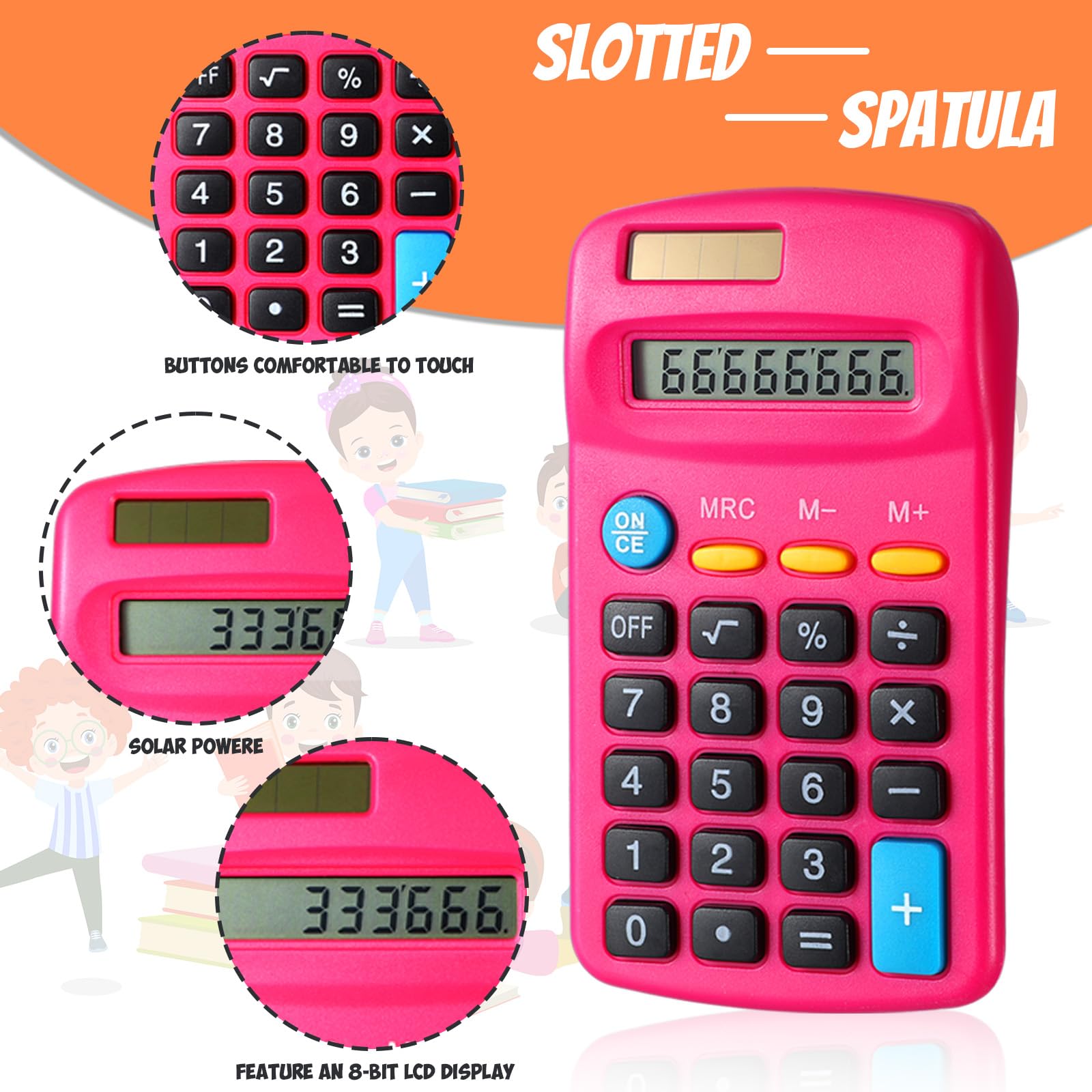 Copkim 24 calcolatrici di base per studenti, piccole calcolatrici tascabili, mini calcolatrici a doppia alimentazione, display a 8 cifre, calcolatrici da tavolo per scuola, scrivania e casa (rosso