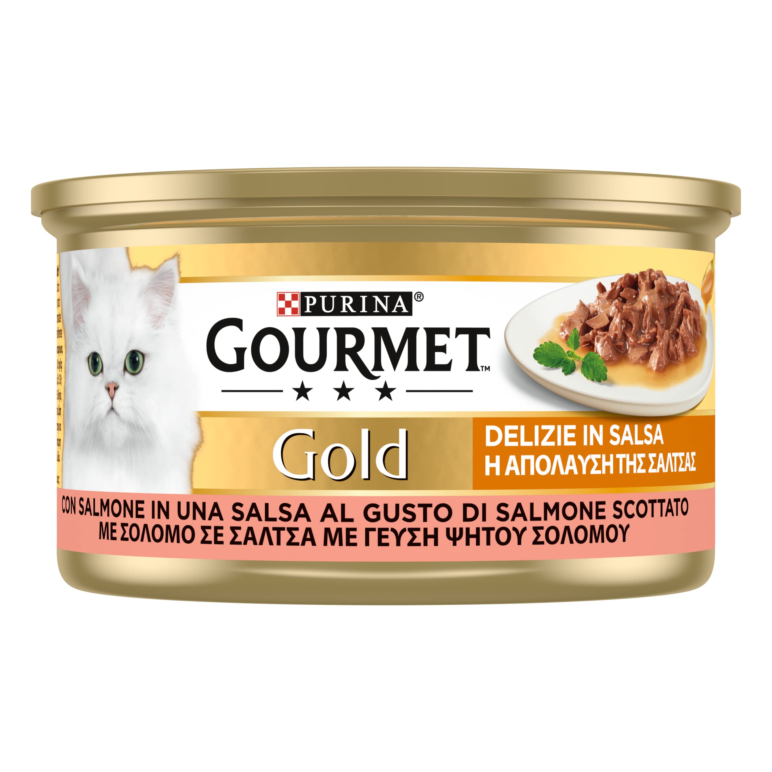 GOURMET Gold Delizie in Salsa Cibo Umido per Gatti Adulti Filettini con Salmone 24 Lattine da 85g