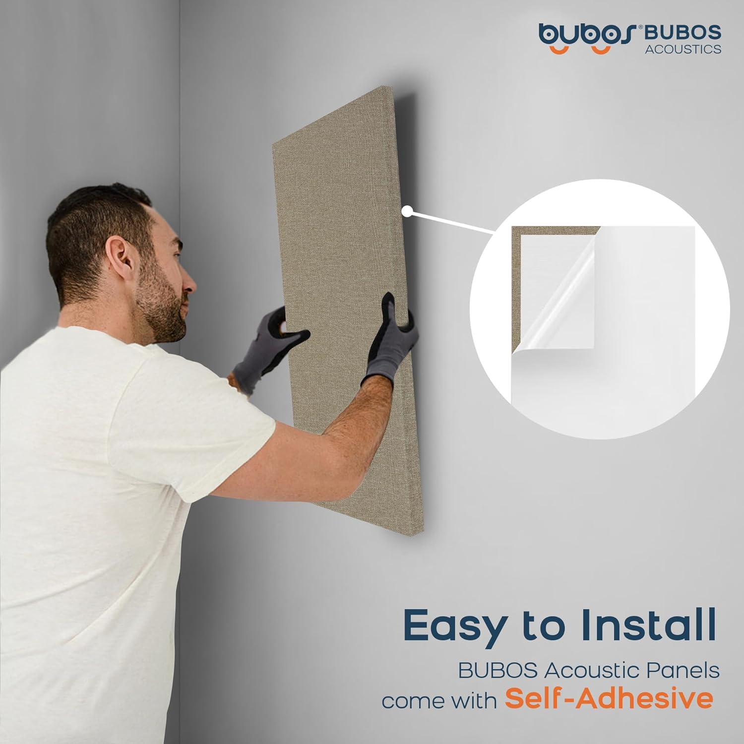 BUBOS 4 PCS Acoustic Panels,23.6''x11.8'' Fabric Soundproof Wall Panels,Self-adhesive Sound Absorbing Panels for Studios, Office, Home Theater,Fabric-Clad Jute