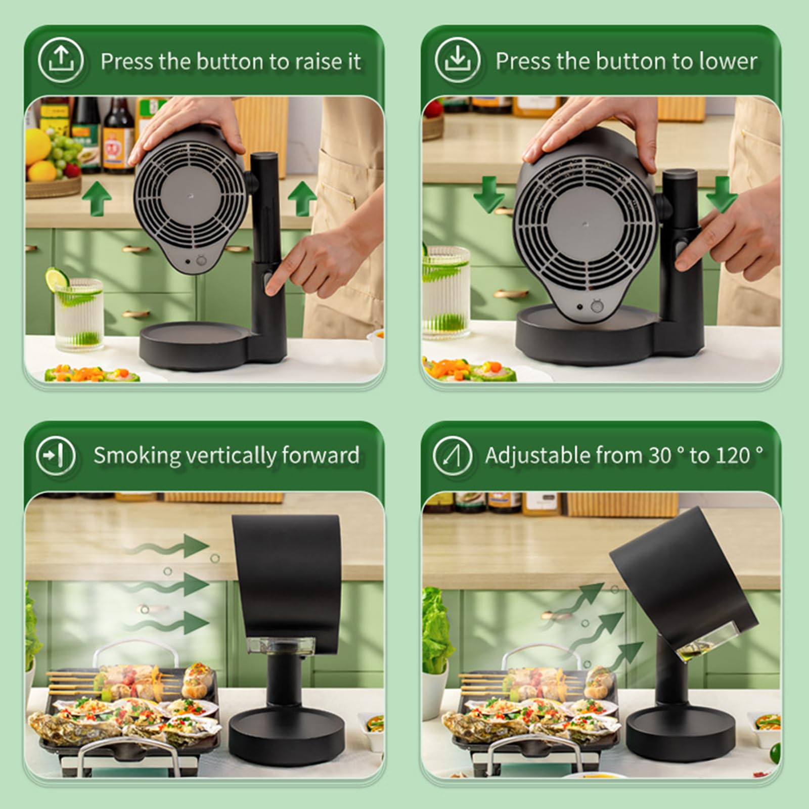 Cappa Aspirante Portatile per Cucina，Cappa Estraibile con Inclinazione, 3 Velocità, Filtro Alluminio - Senza Installazione per Casa, BBQ, Campeggio, Design Compatto e Silenzioso
