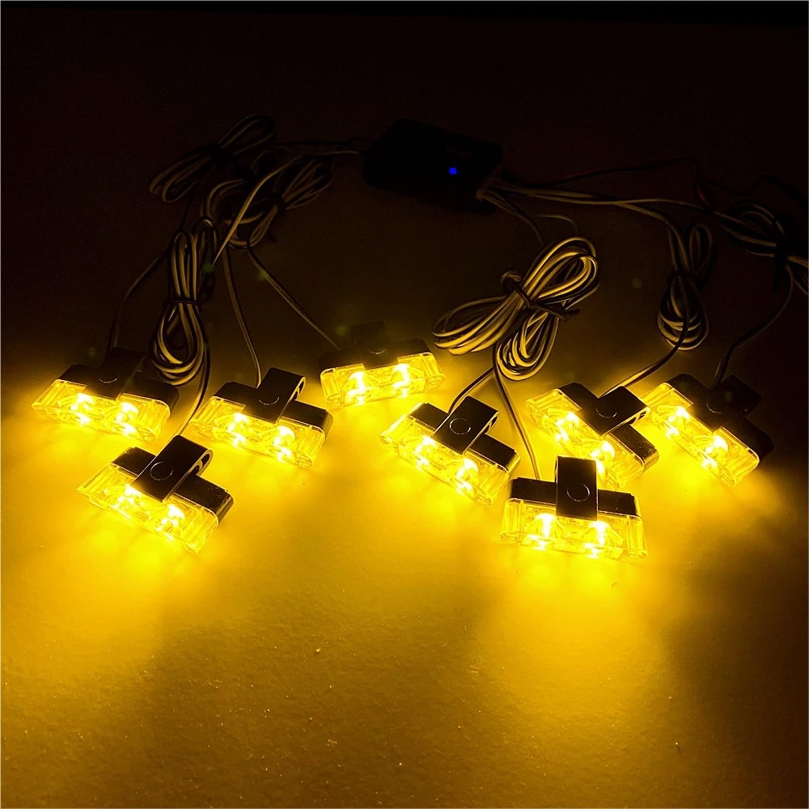 Luces estroboscópicas LED for parrilla de coche, control remoto inalámbrico, luz de advertencia amarilla, señalización de emergencia for vehículos, 12 V(Red and White,2x4 Manual Control)