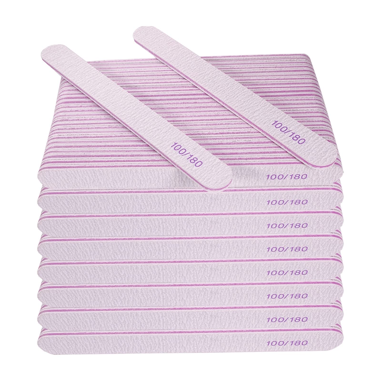 Nail File (200 Pcs), Bulk Emery Board Nail Files for Acrylic Nails and Natural Nails, 100/180 Grit Double Sided Emory Boards for Gel Nail Professional