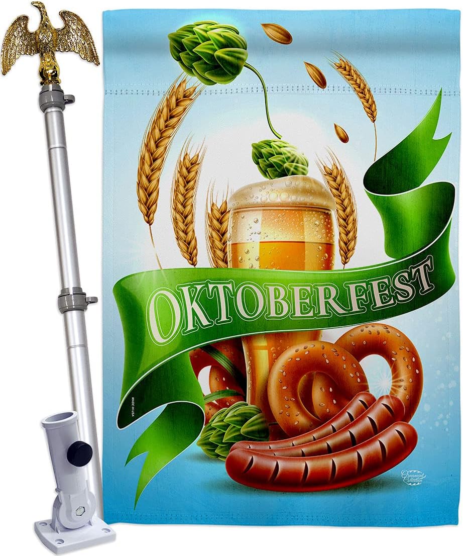 It Oktoberfest House Flag Beverages Beer Happy Hour Game Pong Party Ale Lager Craft Small Decorative Gift Yard Banner Made In USA 28 X 40