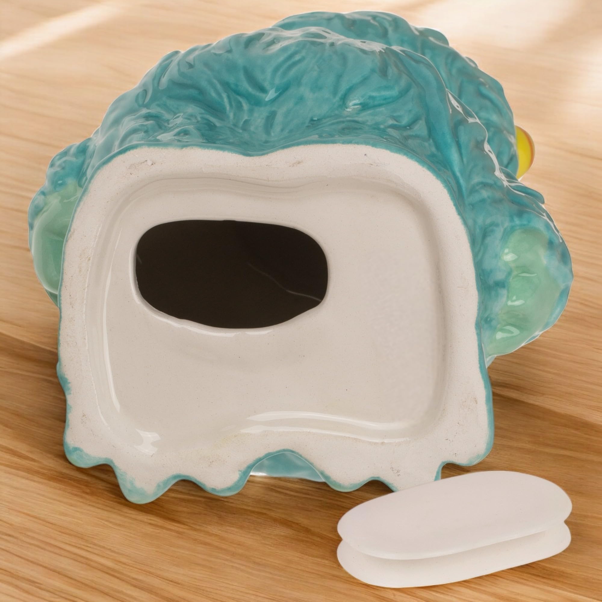 MIJOMA Salvadanaio in ceramica con tappo in gomma, elegante salvadanaio come confezione regalo e conservazione decorativa, mostro blu