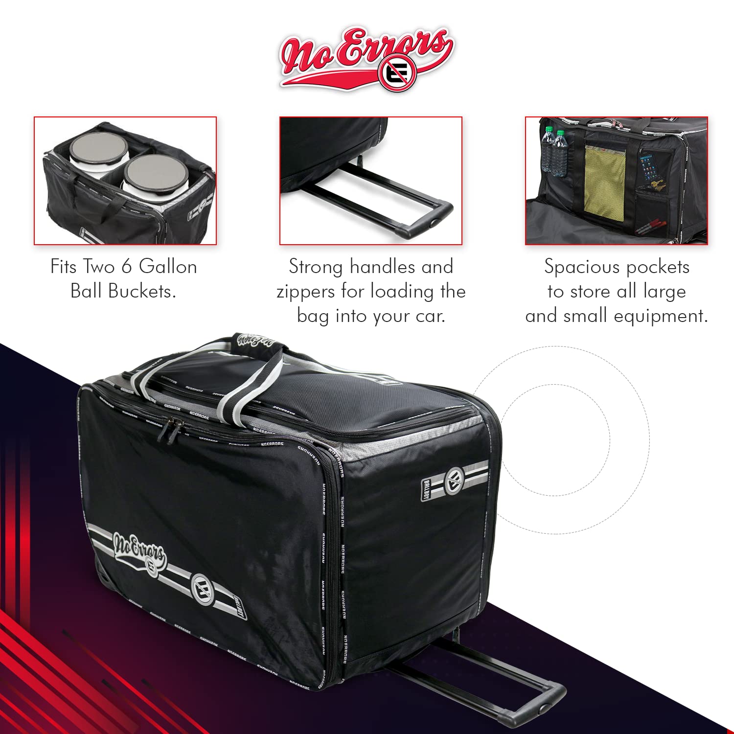 Sac De Voyage Baseball/softball NO ERRORS Dinger II – Sac à Roulettes XL Pour Entraîneur, Attrapeur, équipement