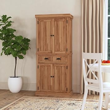 Homestyles Nantucket Natural Wood Pantry with Four Doors