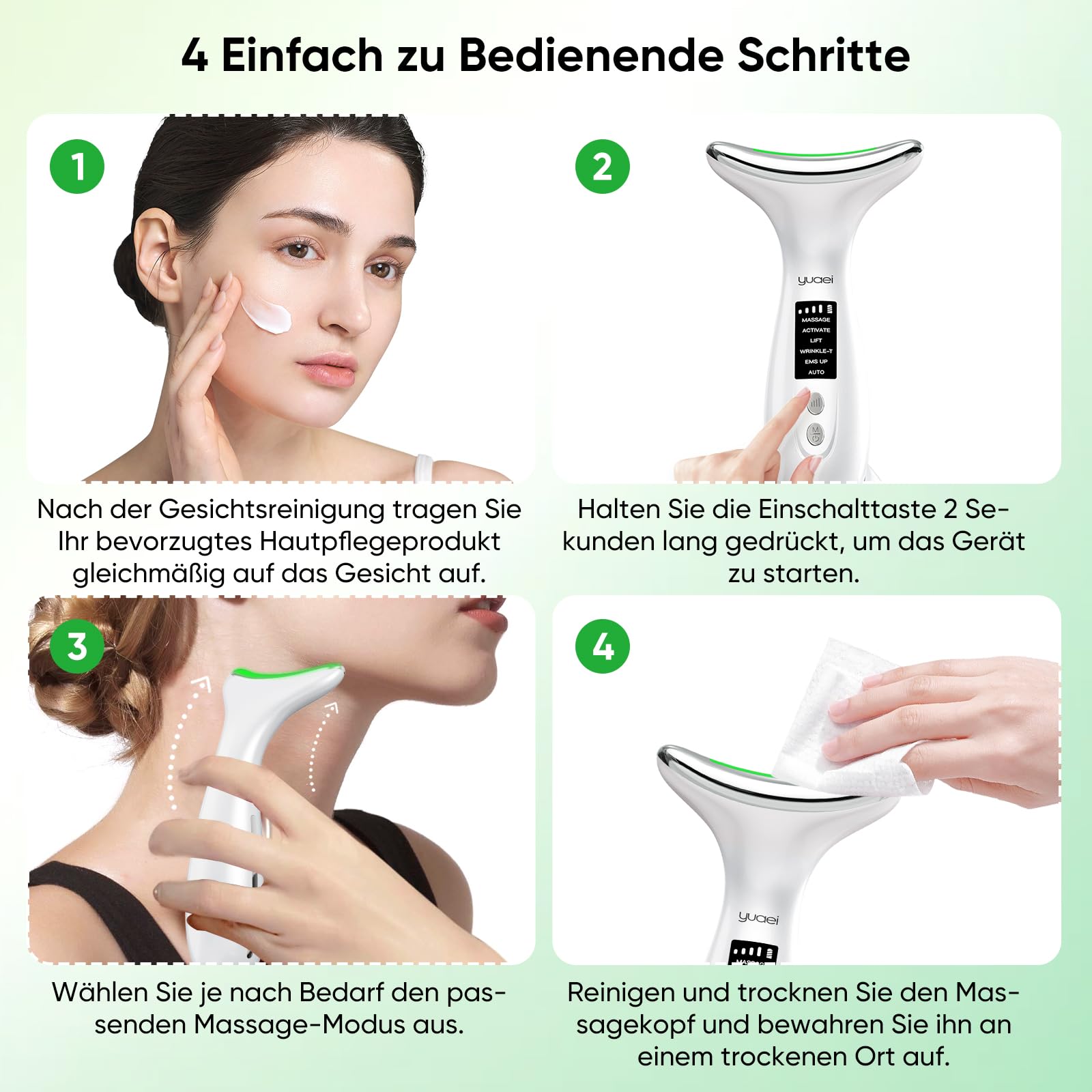 Gesichtsmassagegerät Gesicht Massagegerät Face Gerät: 6 Modi EMS Anti Gegen Falten Massage Gesichtsgerät 7 Light Schönheit - 45℃ Beauty Hautstraffung Lifting Lichttherapie Massager Für Damen Herren