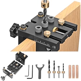 6/8/10 mm Drilling Template Practical Dowel Aid on Wood Centered Doweling Dowel Jig Kit Pocket Hole Jig Kit for Woodworking Carpenters Surface Connections and Exact Dowel Holes