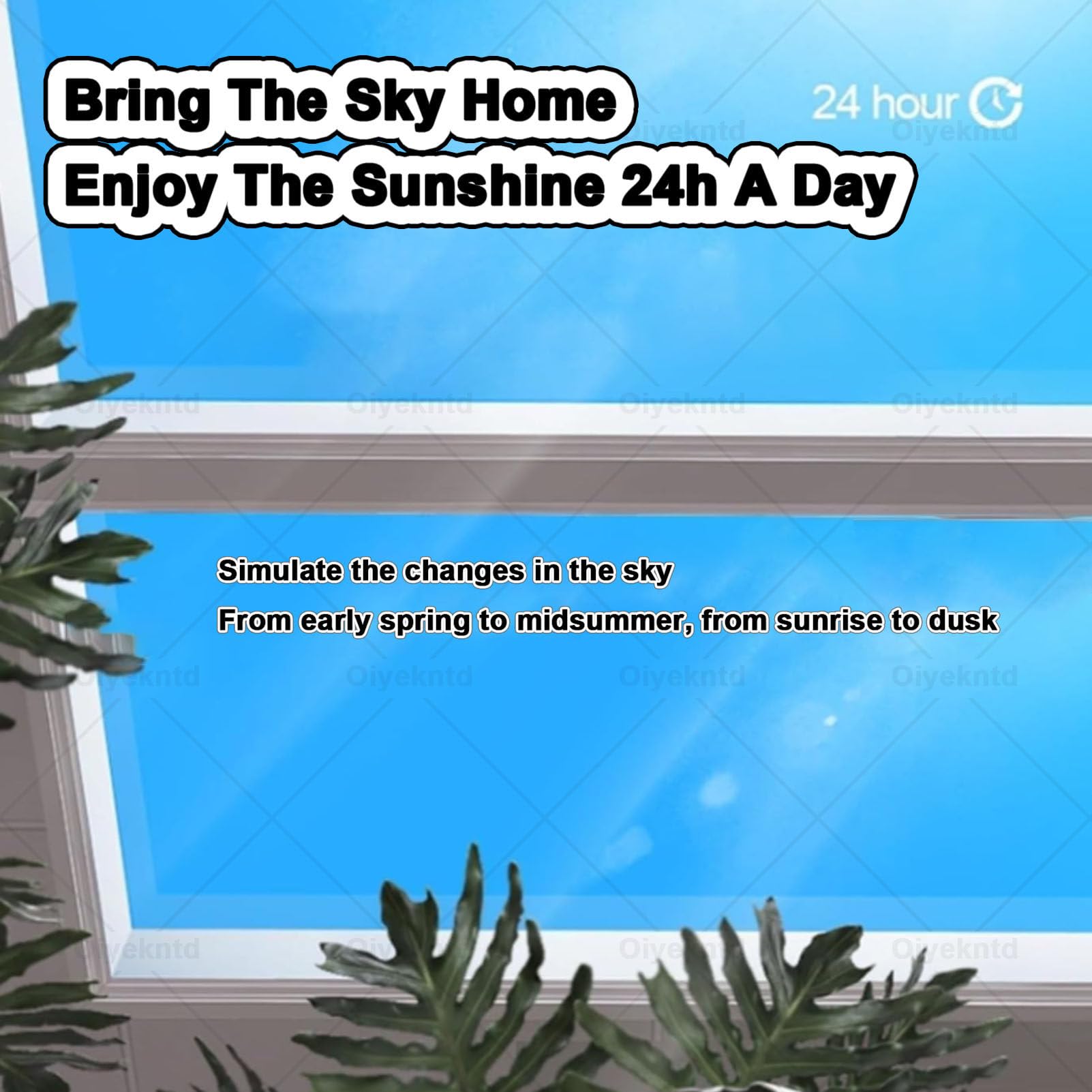 Lampada da soffitto "Blue Sky" (effetto cielo azzurro), lampada smart effetto cielo, lucernario a luce naturale, simulazione dei ritmi della luce diurna, temperatura di colore Embedded-32*122cm