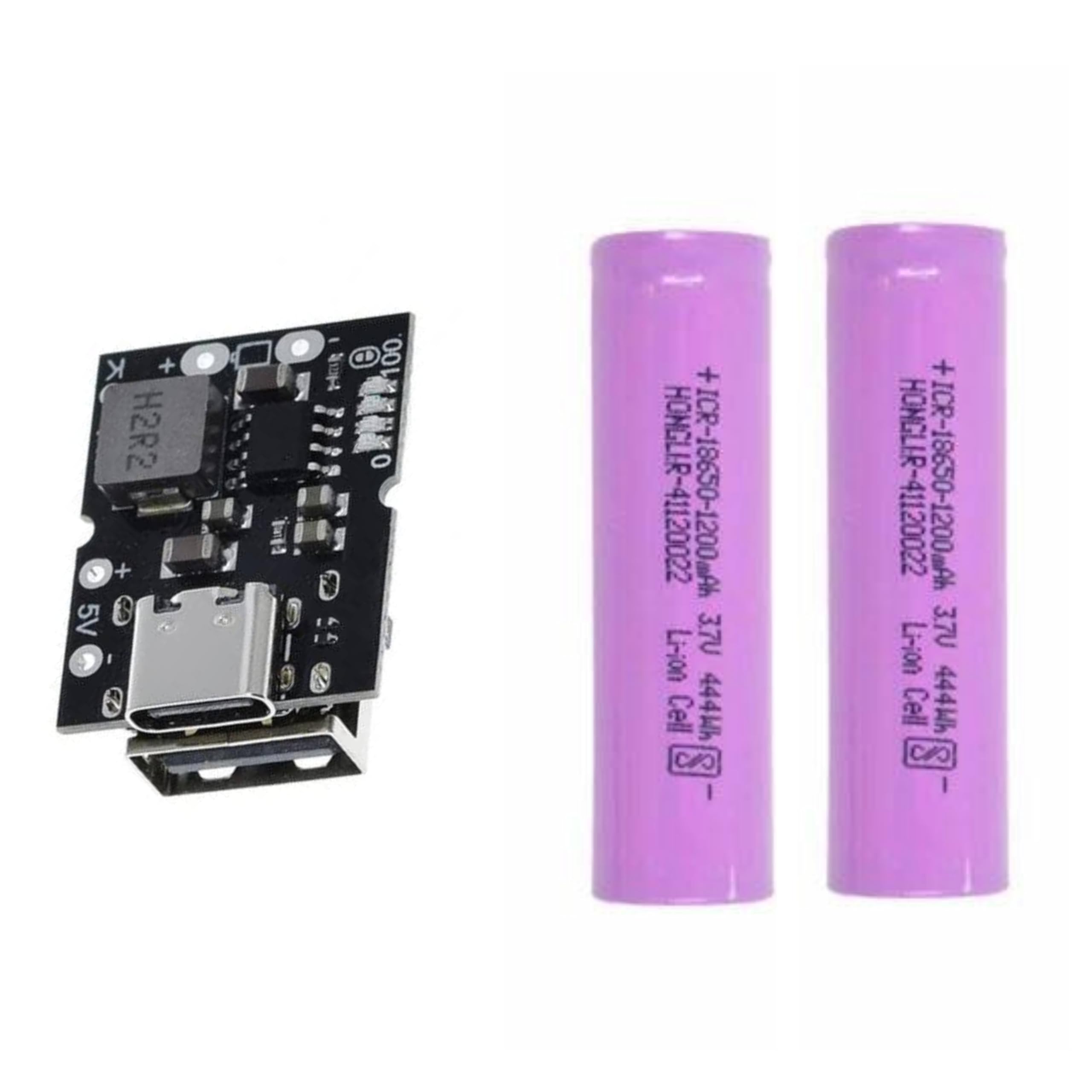 Luvik Combo of 1 Pc 1 USB Type-C Power Bank Module for Charging Power Supply PCB DIY Dual Port for Charging Adapter with 2 * 1200mAh Cell