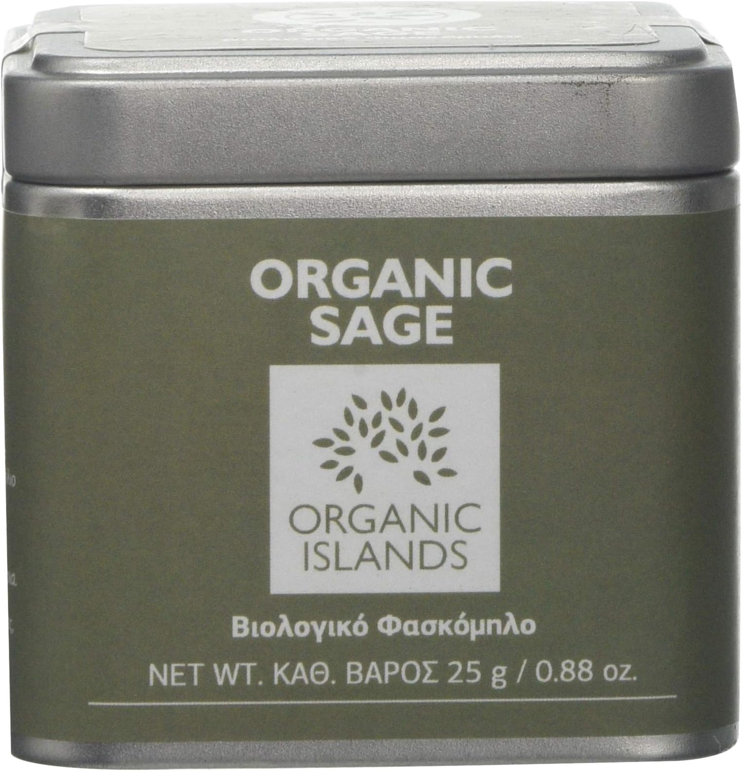 Organic Islands Herbs Greek Sage Single Cube Tin, 25 g (Pack of 2)