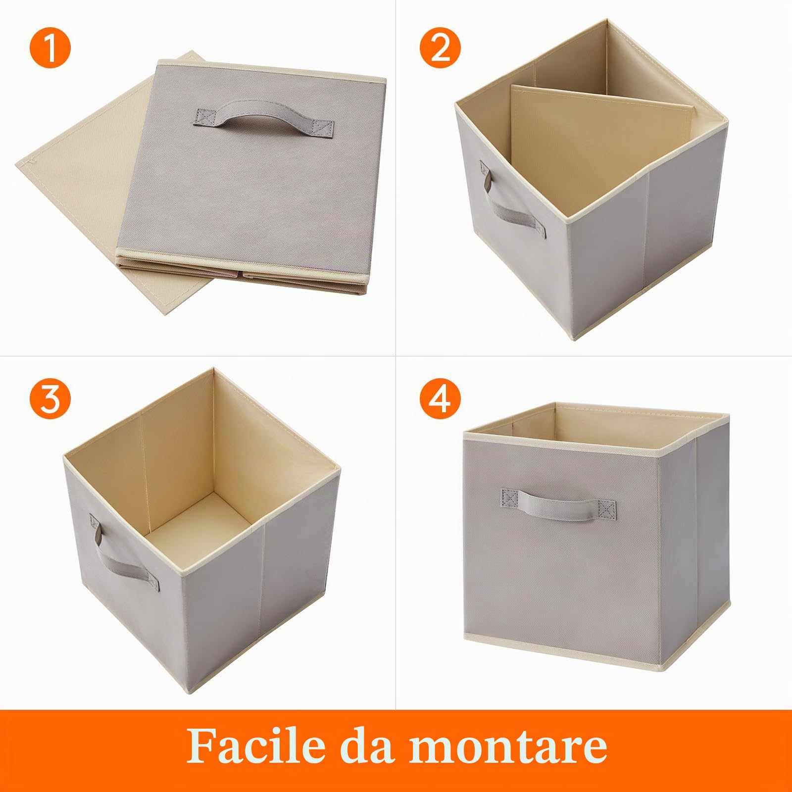 Lifewit Set di 10 Cubi Portaoggetti Pieghevoli, Cesti Portaoggetti in Tessuto, Scatole Portaoggetti con Manici, Scatole per Armadio, Vestiti, Giocattoli, 33 x 33 x 33 cm, 36 L, Grigio chiaro