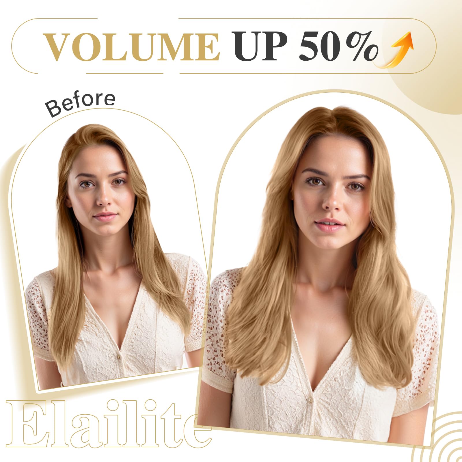 Elailite Echthaar Clip in Extensions 8 Tressen Glatt #27 Dunkelblond, Haarverlängerung Real Human Haar 45cm-70g