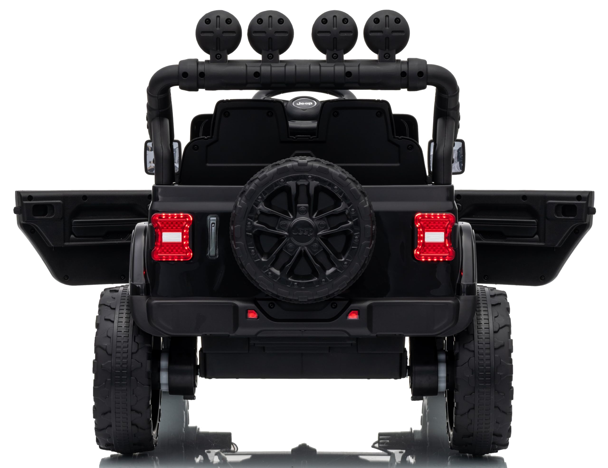 Jeep Wrangler Rubicon 12V Macchina Elettrica per Bambini con Licenza Ufficiale Due Potenti Motori Cintura a 5 Punti Ammortizzatori Telecomando Parentale Luci LED Musica Portata 30 kg Nero