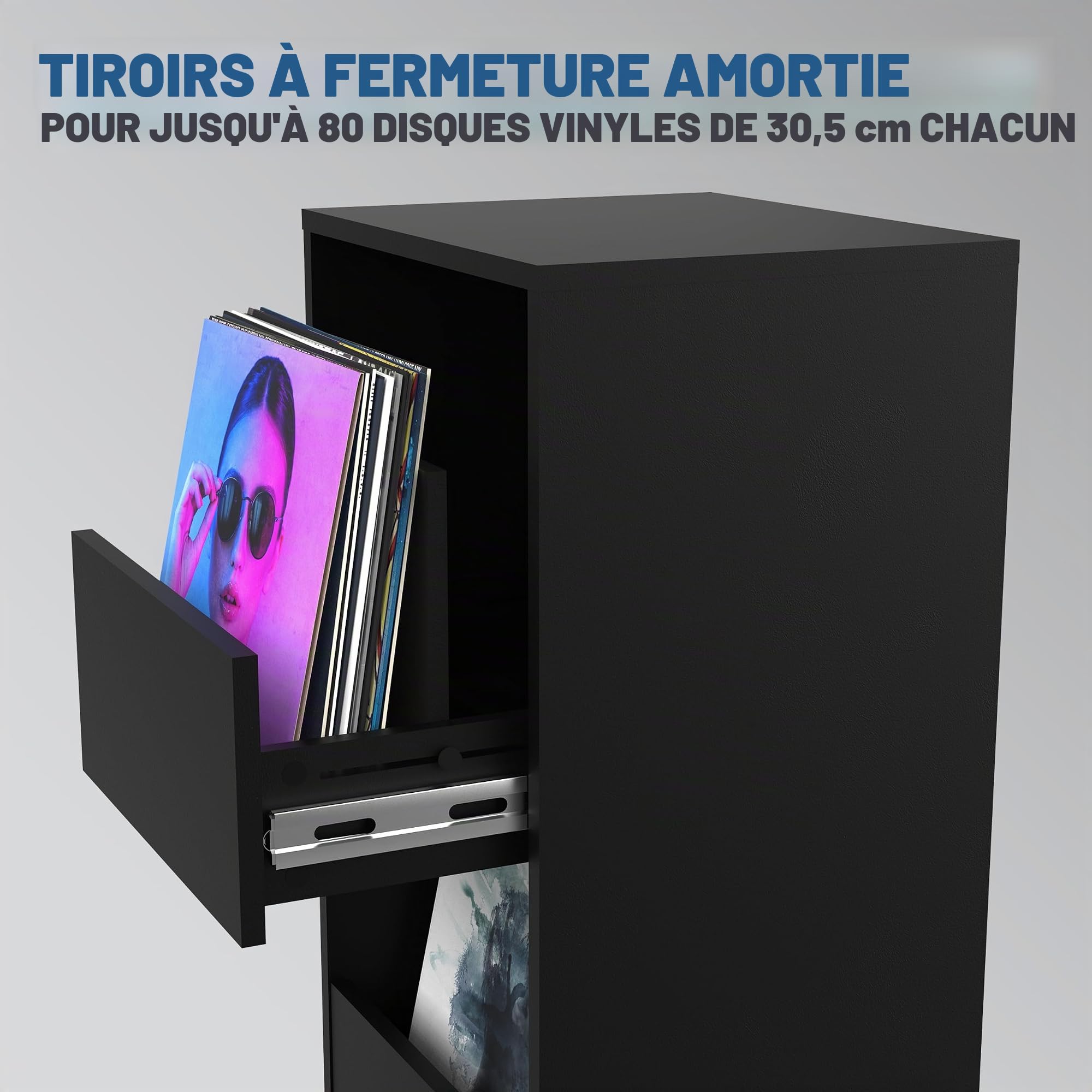 Glorious Vinyl Vault, Black - Rangement pour Vinyle