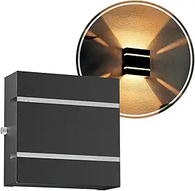 Arandela Externa Luminária de Parede Alumínio 2 Frisos 1 Foco 2 Fachos MF103 (Preto)