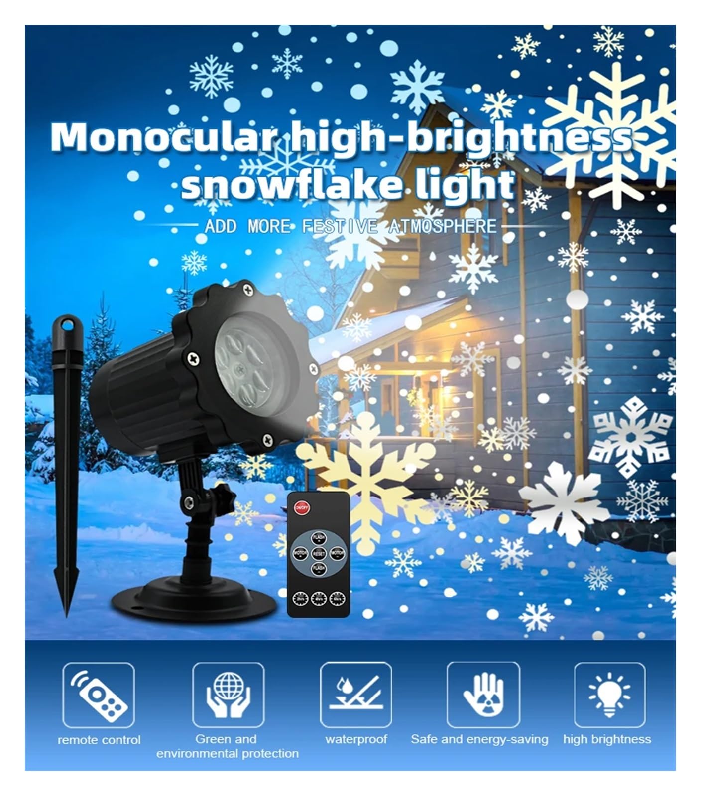 proiettore di luce, Fiocco di neve Natale a LED, luce IP65, lampada da giardino for esterni con in movimento