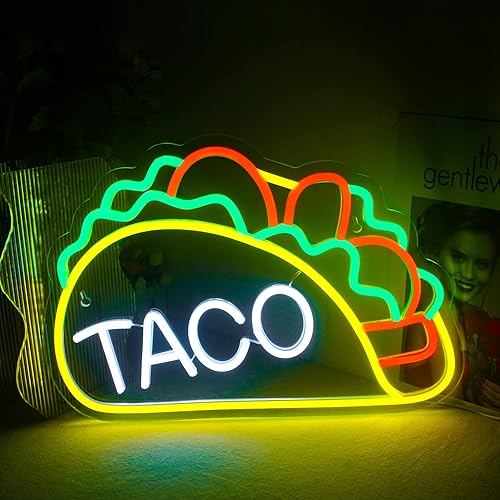 Miniatura 4 de Letrero de neón con forma de tacos USB Powerd LED para decoración de pared, luces de neón amarillas para pizzería, cocina, restaurante, bar, fiesta,