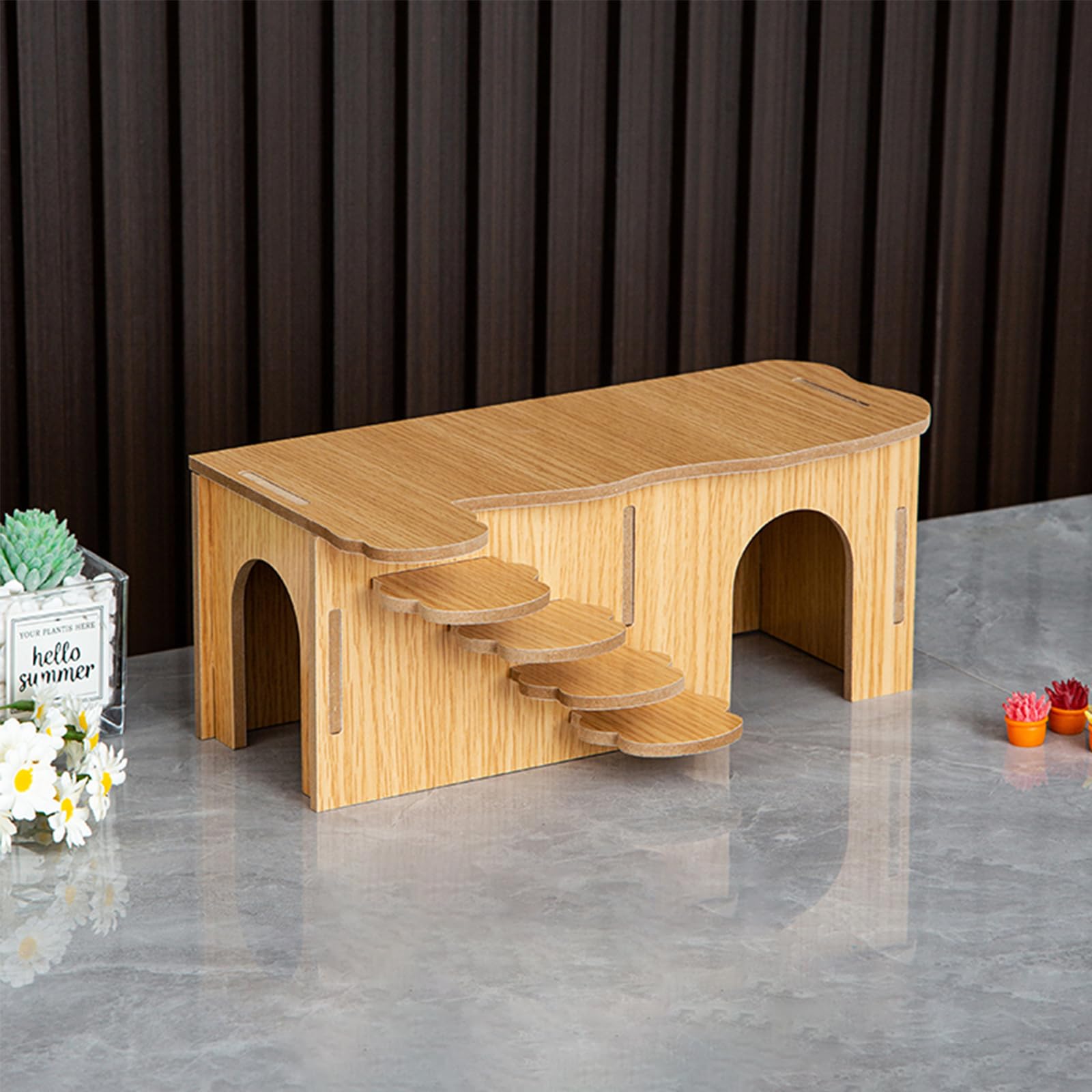Cage Hamster Wooden Hamster House – 2-Level Hideout With Ladder ...