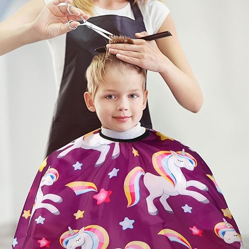 Miniatura 63 de Capa de peluquería para niños con cepillo para el cuello, capa profesional de corte de pelo con cierre a presión ajustable