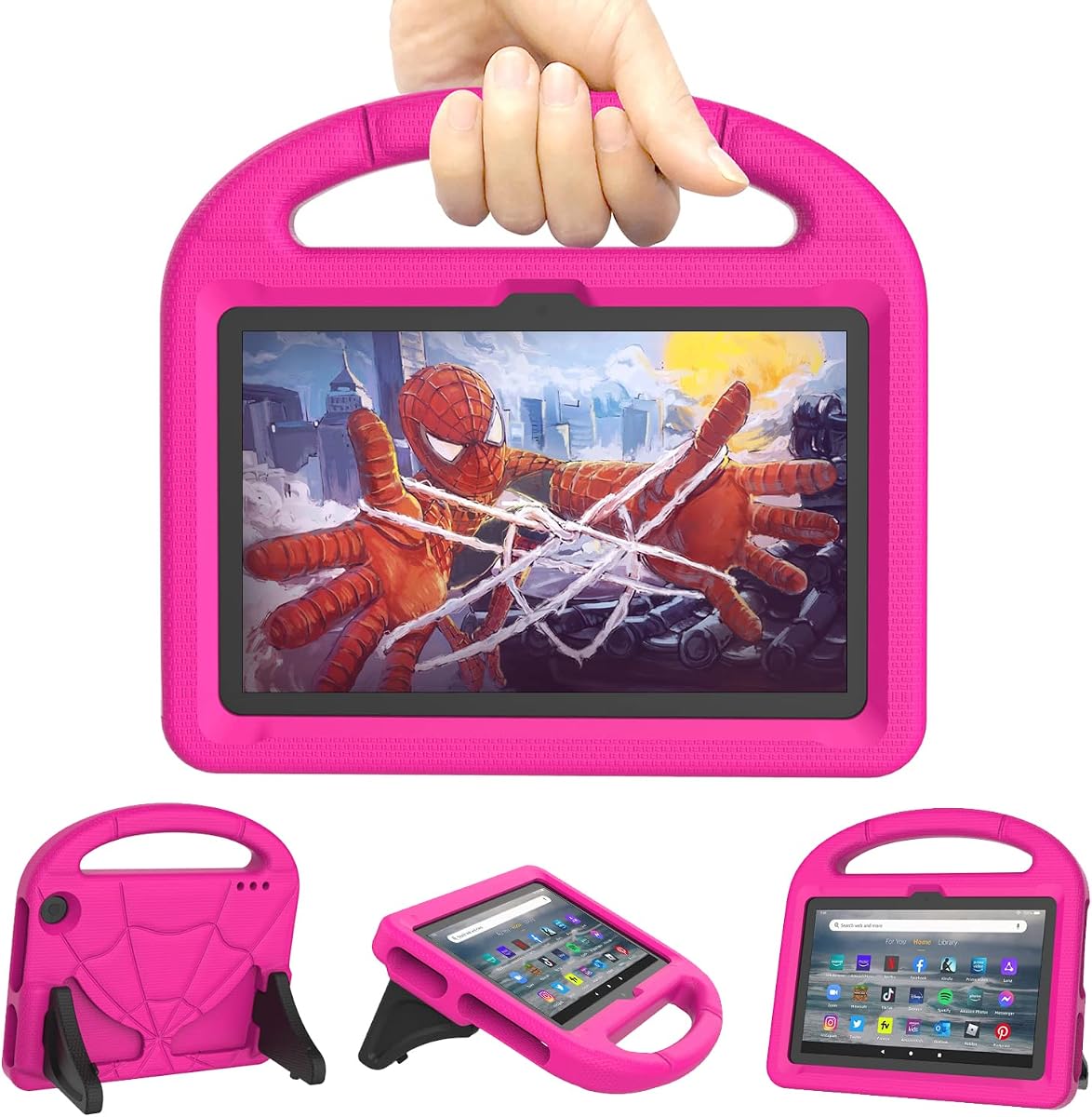 All-New Fire 7 Tablet Case (12th Generation, 2022 Release) for Kids - Pink | Lightweight Shockproof Kid-Friendly Cover with Handle & Kickstand for Kindle Fire HD 7 Kids Tablet, Protective Case
