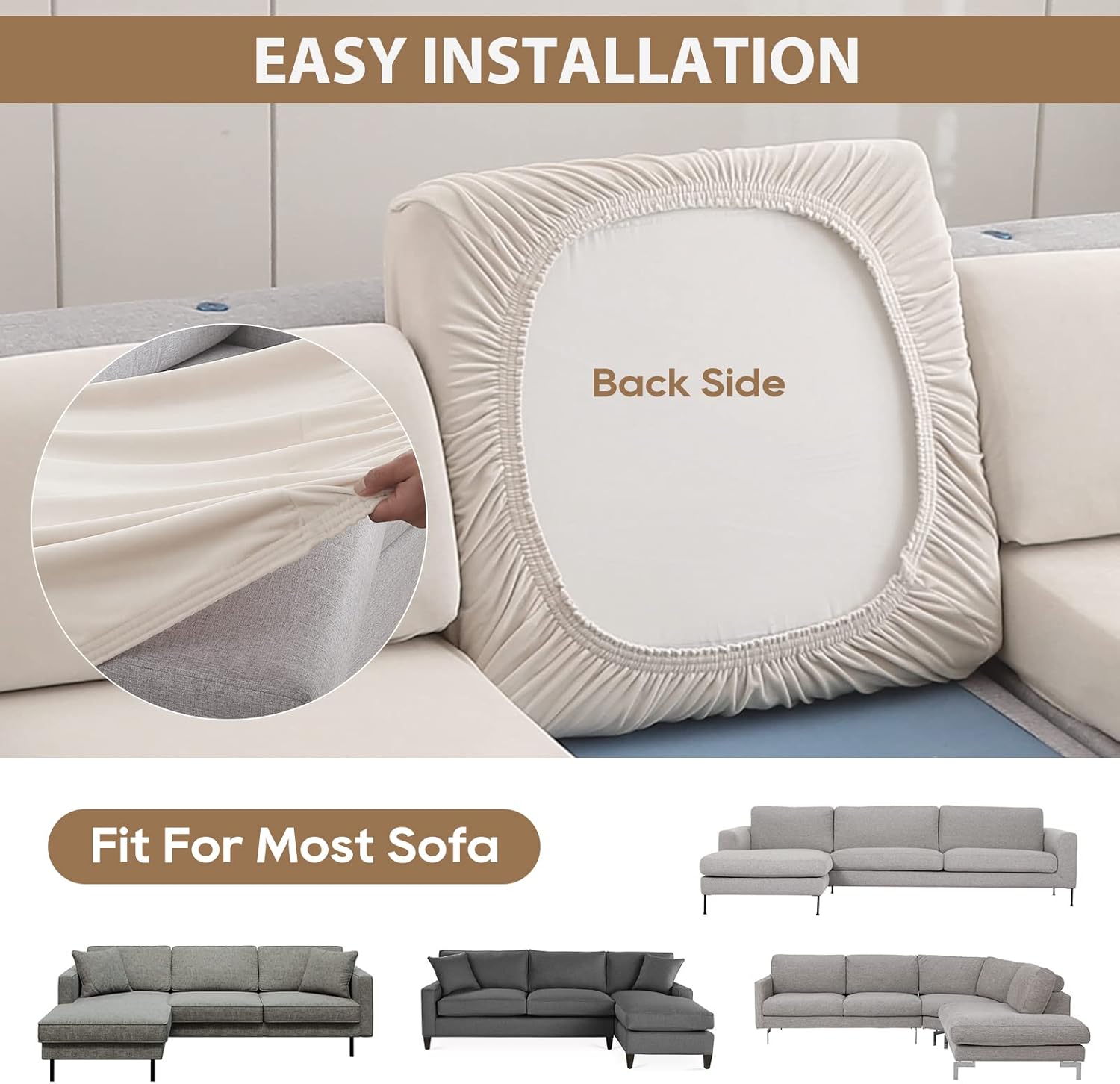 NAISI - Funda De Sofá Seccional De 1 Pieza De Terciopelo Separada, Funda De Sofá Suave Y Elástica Para Sillón Seccional Izquierdo/derecho (tumbona, Café
