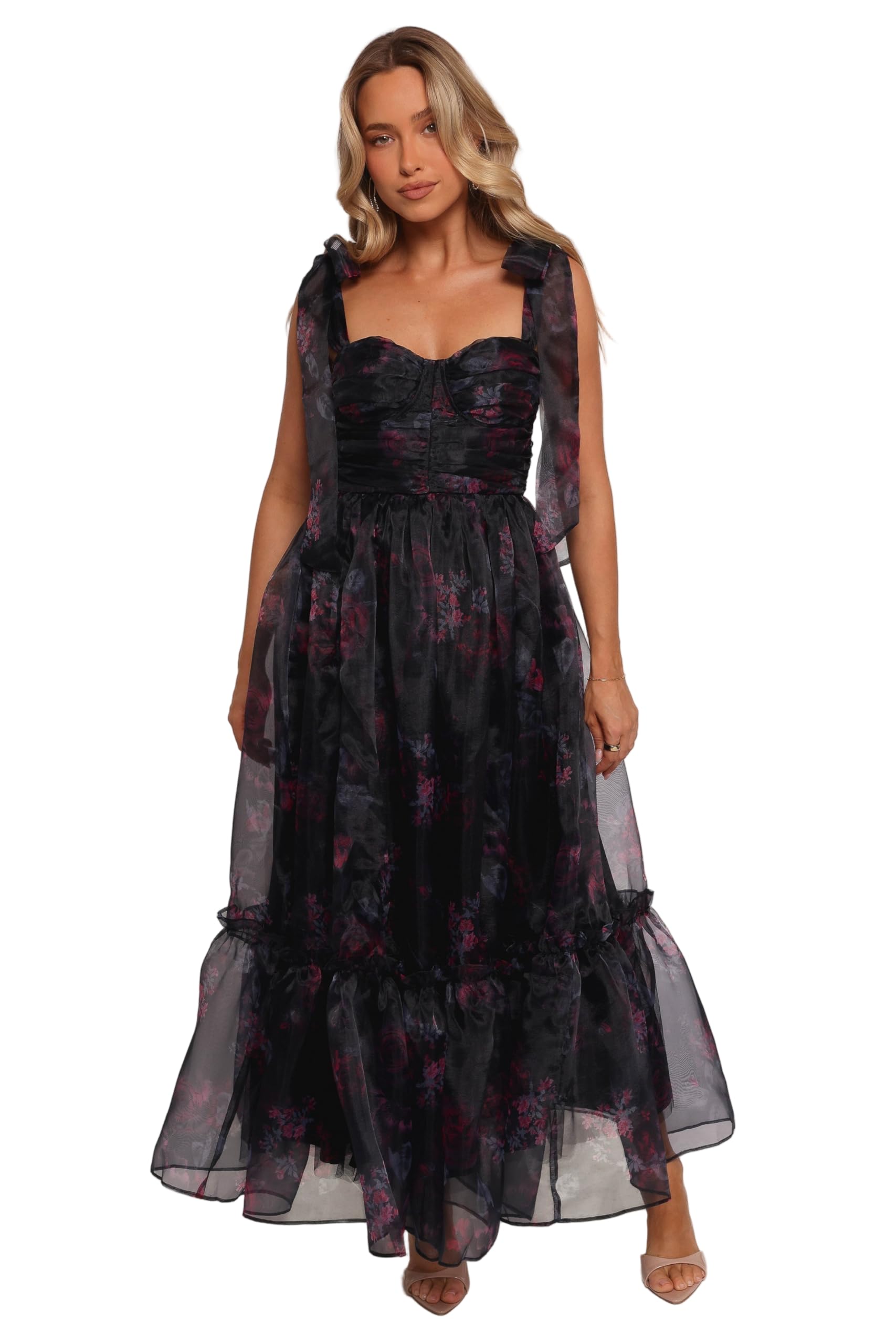 Petal Pup Womens Floret Midi Dress-Dark Floral