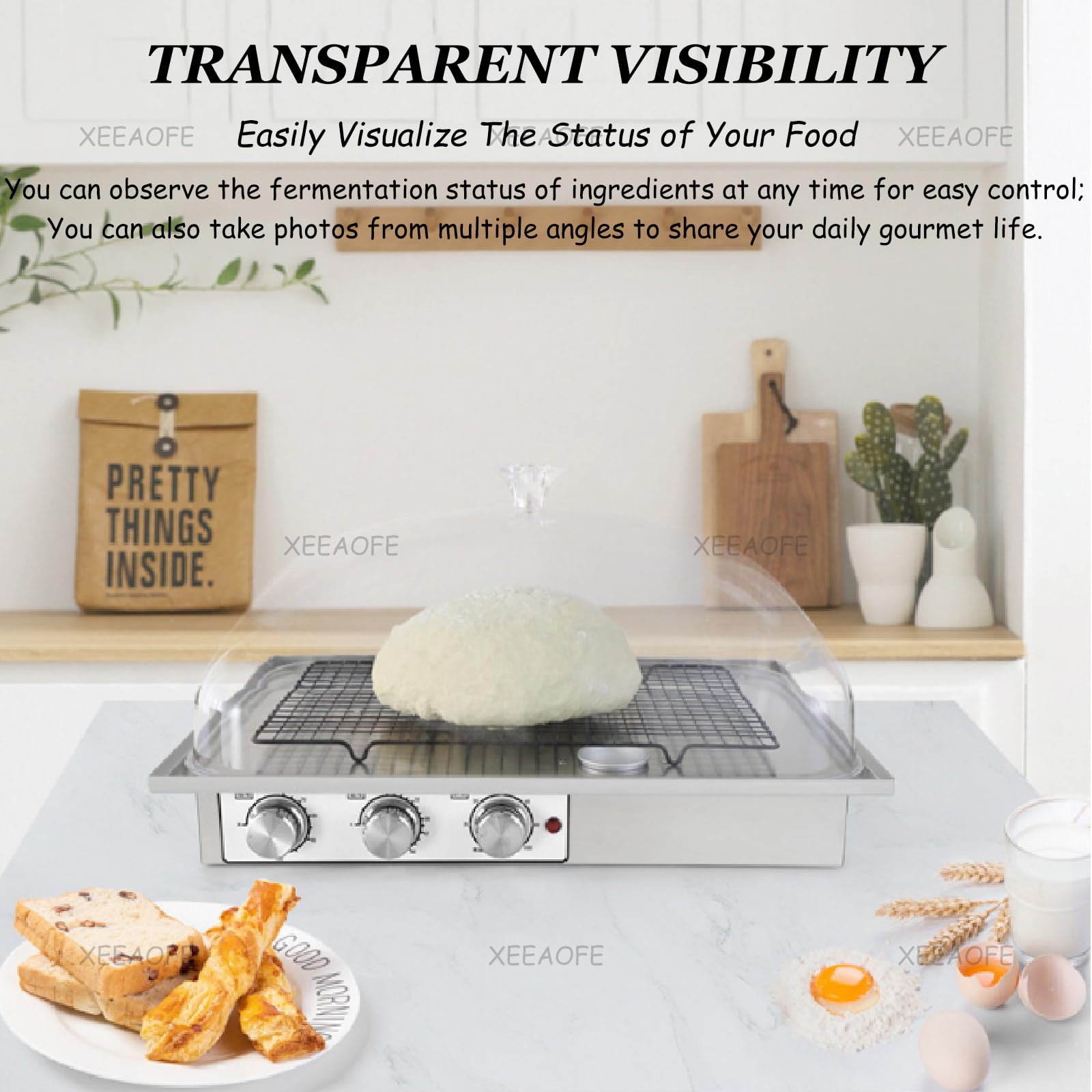 Impastatrice per Uso Domestico da 20 Litri con Funzione di fermentazione e temporizzazione, Base in Acciaio Inossidabile, per Pane, Pizza e Pasta, Piccola, 110 V