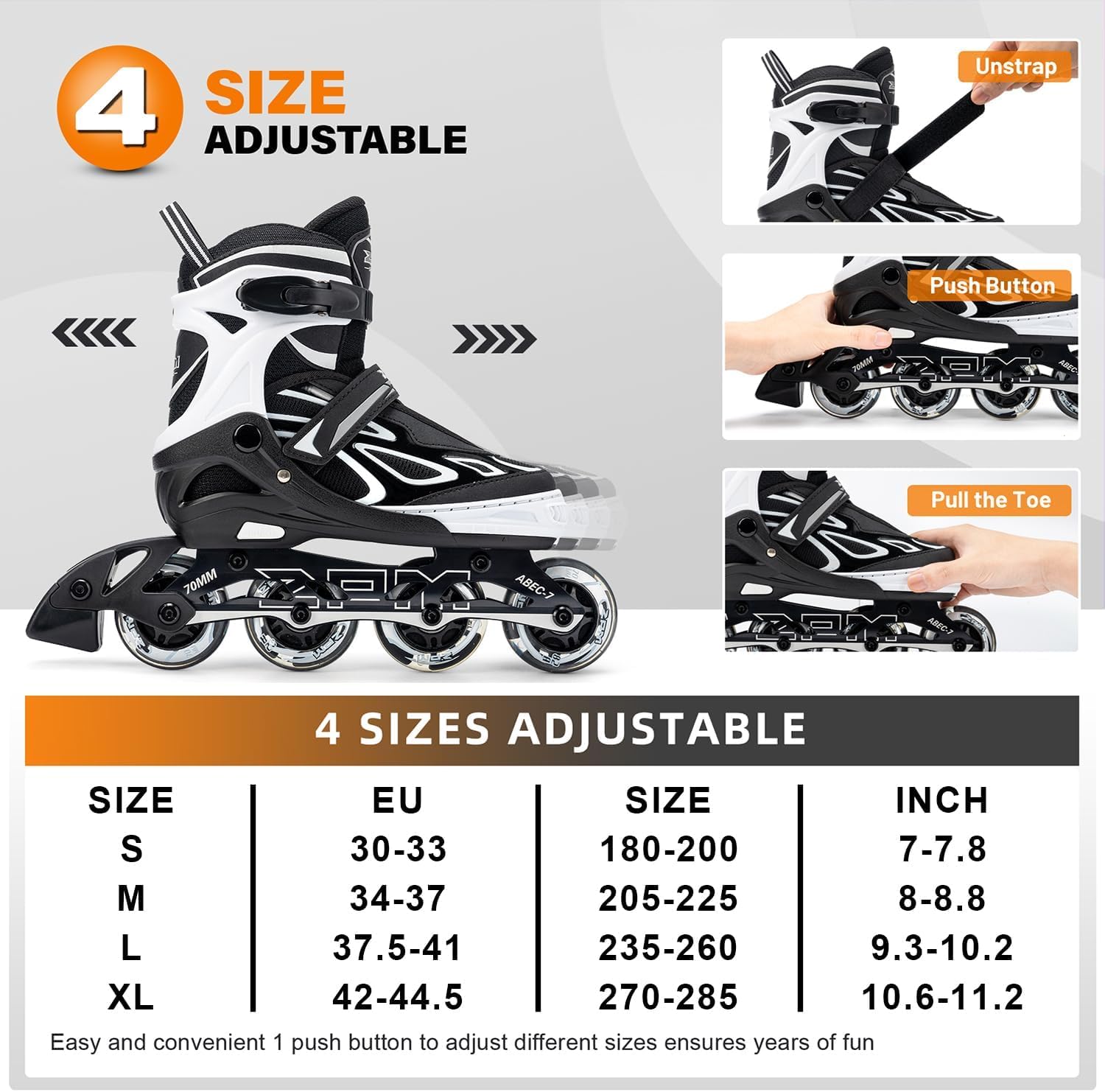 2PM SPORTS Brice Pattini in Linea Regolabili, Divertente Inline Skates per Bambina e Bambino e Bambini e Ragazzi
