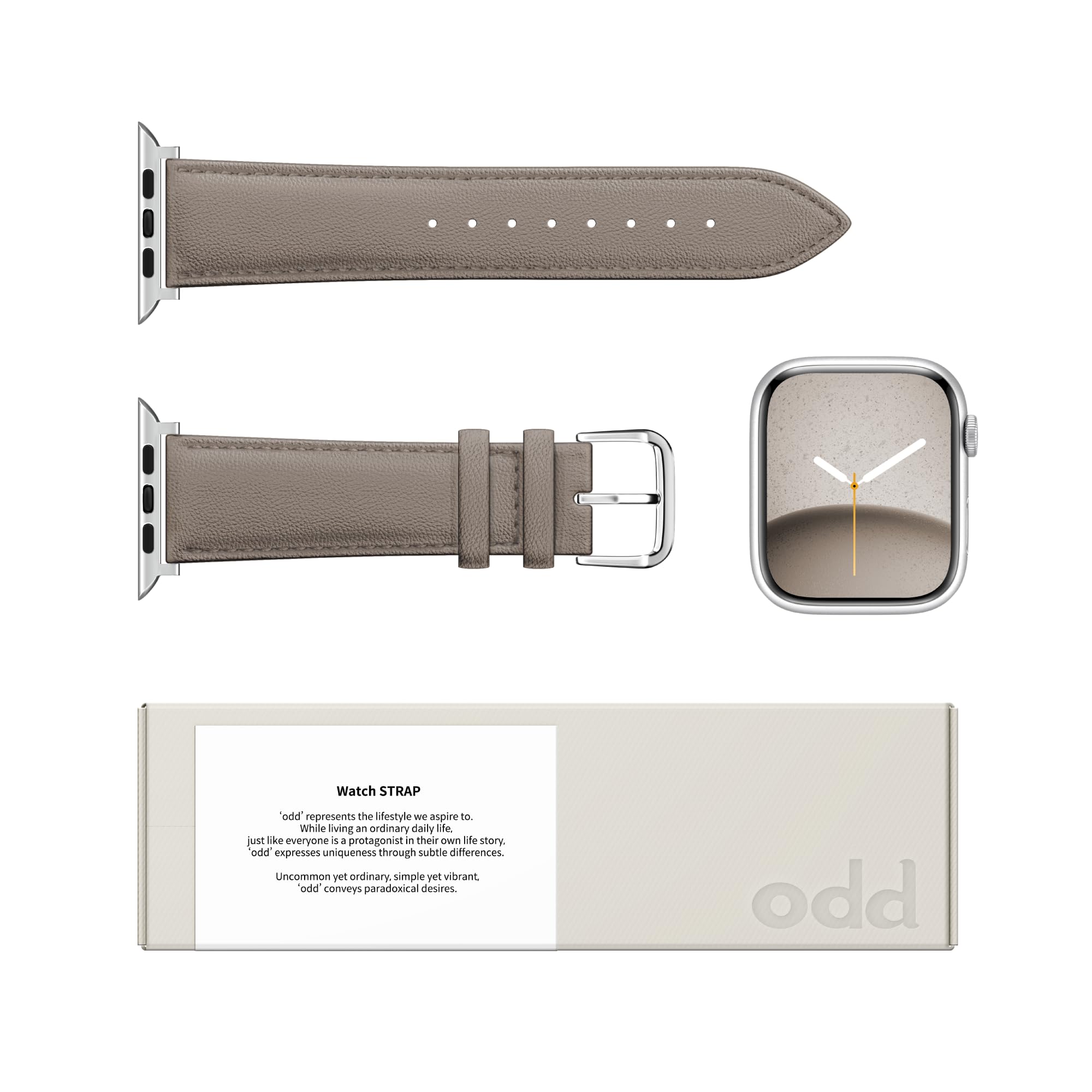 a.odd Leather Strap for Apple Watch Straps 38mm 40mm 41mm 42mm 44mm 45mm 46mm 49mm, Men Women Genuine Leather Replacement Band for iWatch Series 11 10 9 8 7 6 5 4 3 2 1 SE Ultra 3 2 1 — view 6
