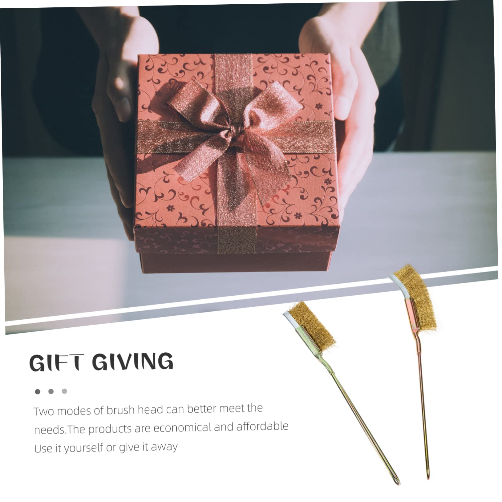 Cabilock 2Pcs Copper Wire Grill Brush with Ergonomic Handle Barbecue for Heavy Duty Scrubbing and Removal for BBQ Grill Maintenance