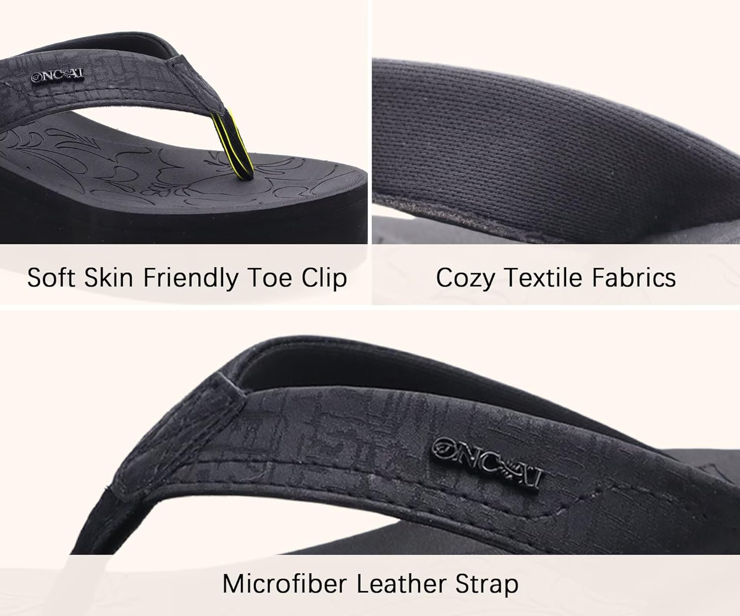 ONCAI Women’s Platform Wedge Flip Flops Trendy Dressy Womans Summer Flatform Sandals with Comfortable Walking Outdoor Rubber Soles (US Size 5-11) - Image 4