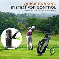 Vista 6 de JOVIAL Carrito de golf plegable de 2 ruedas, marco de acero ligero, soporte para tarjeta de puntuación, mango acolchado ajustable, correas de bolsa