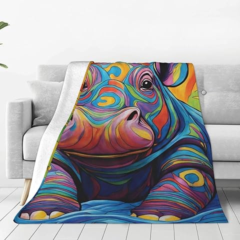 Blanket Hippo Cute Hippopotamus Gifts Lightweight Throws Soft Air Conditioner Quilt...