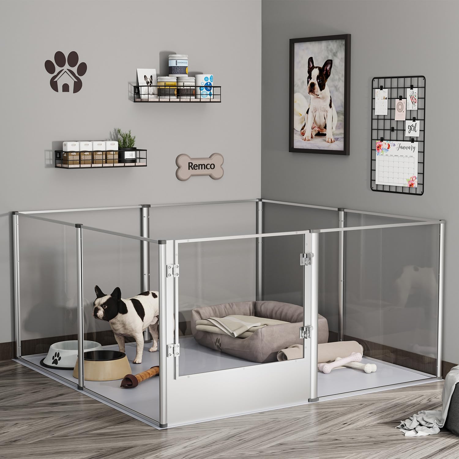 Parc Chien Intérieur Grande Taille: Enclos Grand Chien XXL Extérieur en Métal - Caisse de Mise Bas pour Chiens Chat Lapin en Acrylique 120x120x61cm