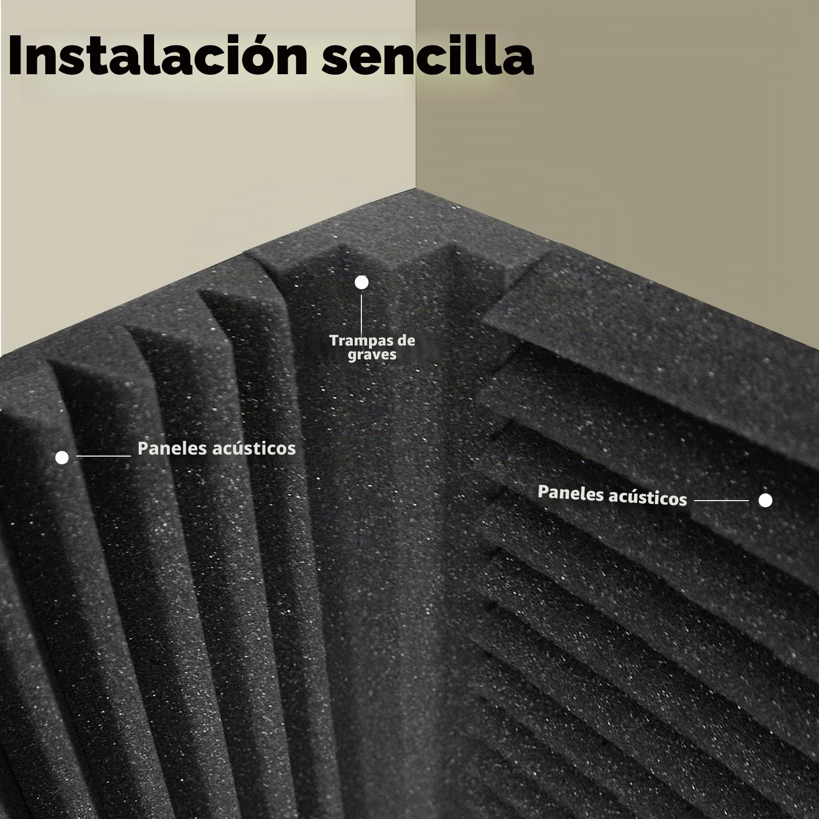 Paquete de 16 trampas de graves de 12 x 3 x 3 pulgadas, paneles de espuma acústica de esquina, bloque de esquina de trampa de graves acústica, espuma absorbente de sonido para estudio, hogar o teatro