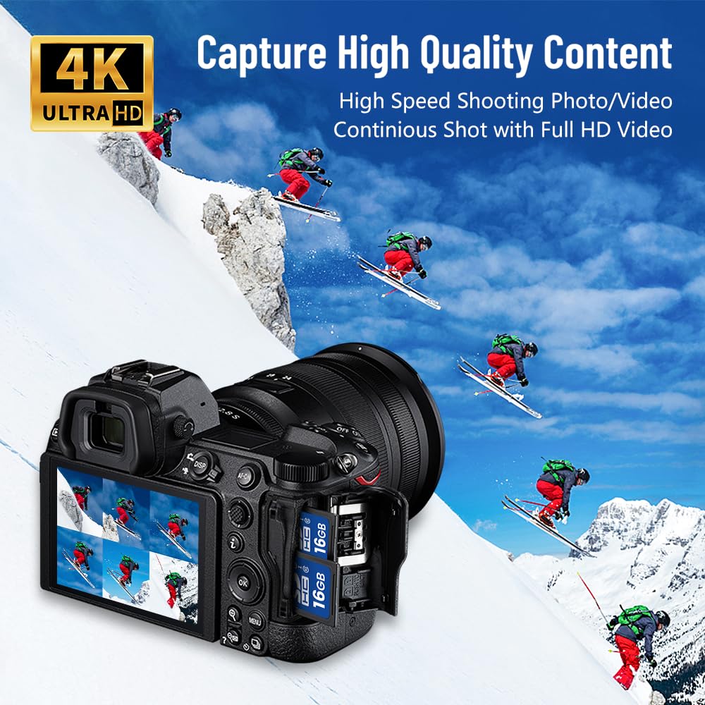 SD Card 16GB, UHS-I SDHC U1 Class 10 High Speed Memory for Digital Camera, Computer, Trail Camera 5 Packs