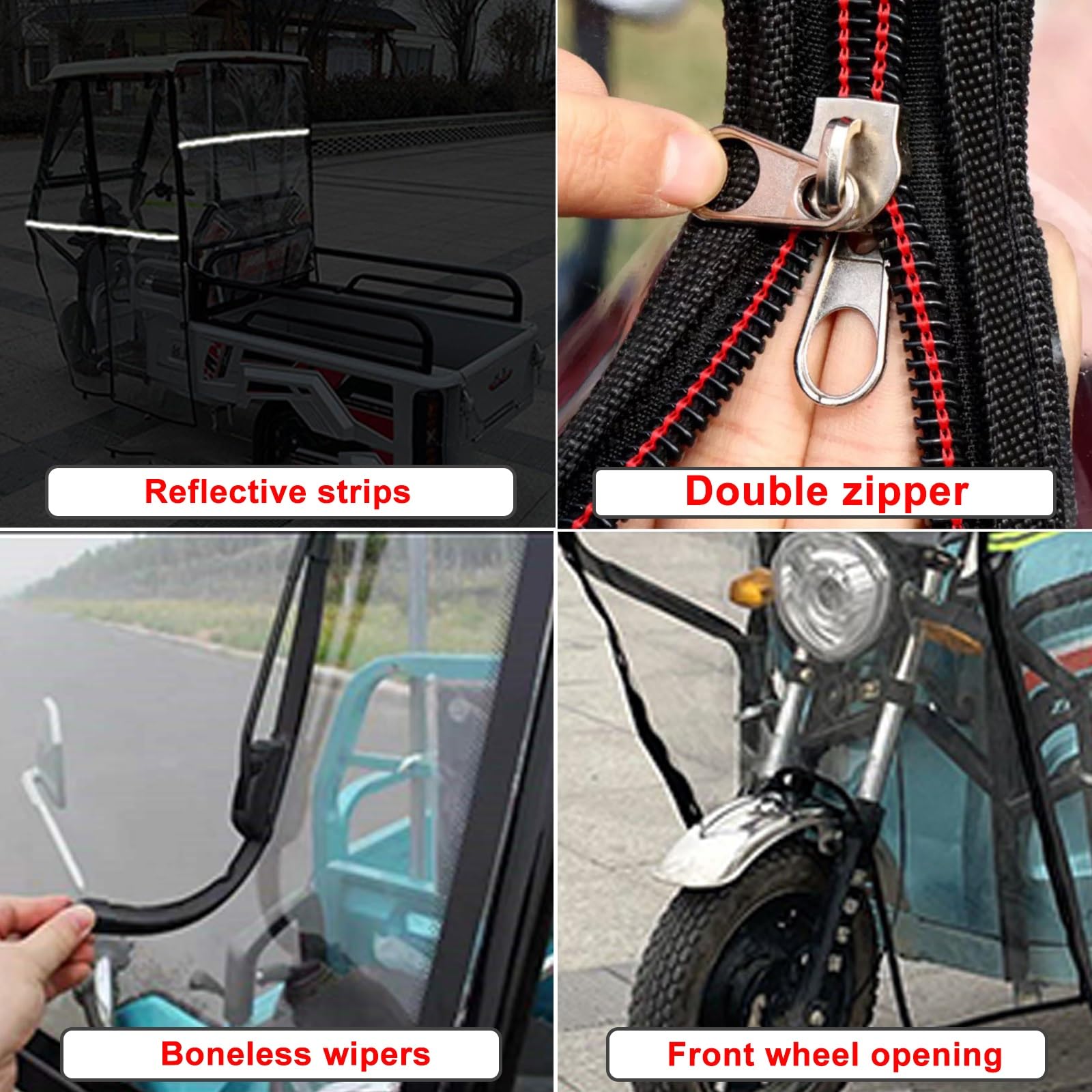 Generico Telo Copri-Triciclo Elettrico Blu - Telo Copri-Triciclo Elettrico a 3 Ruote, telone Resistente per consegne, Protezione per Triciclo da carico, tettuccio per Bici elettrica Resistente alle i