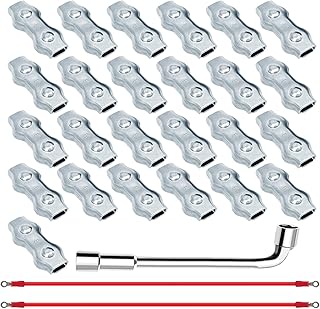 GradenNow Upgraded 25 PCS M5 Poly Rope Connector Wires Splicer Galvanized Steel Connector Kit for Electric Fences + 3 PCS Polyrope to Polyrope Connector Silicone Copper Conductive Wires + Sleeve Tool