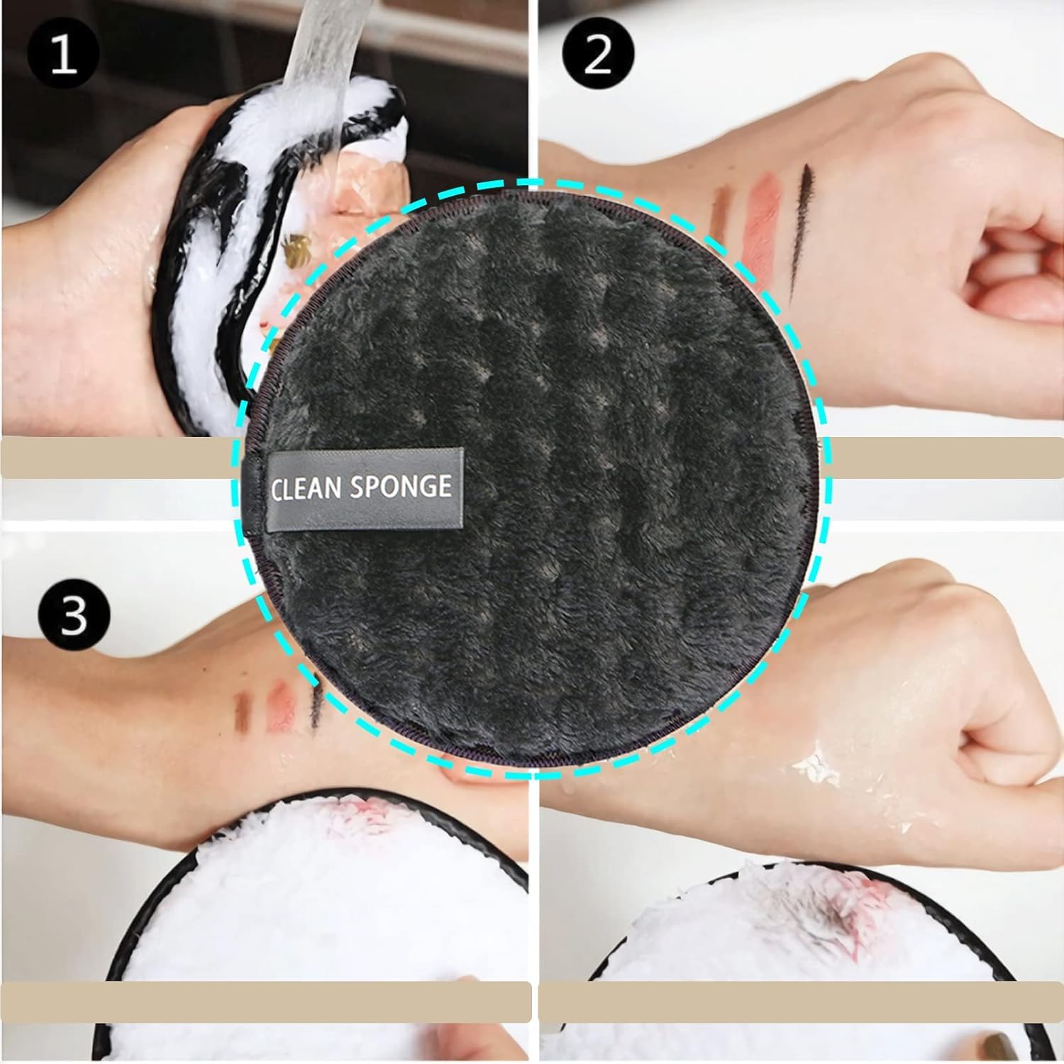 Confezione Da 4 dischetti struccanti lavabili, Spugne Di Cotone Struccanti Organiche, Spugne Detergenti Facciali Riutilizzabili, Adatto Per La Rimozione Del Trucco, La Pulizia Del Viso