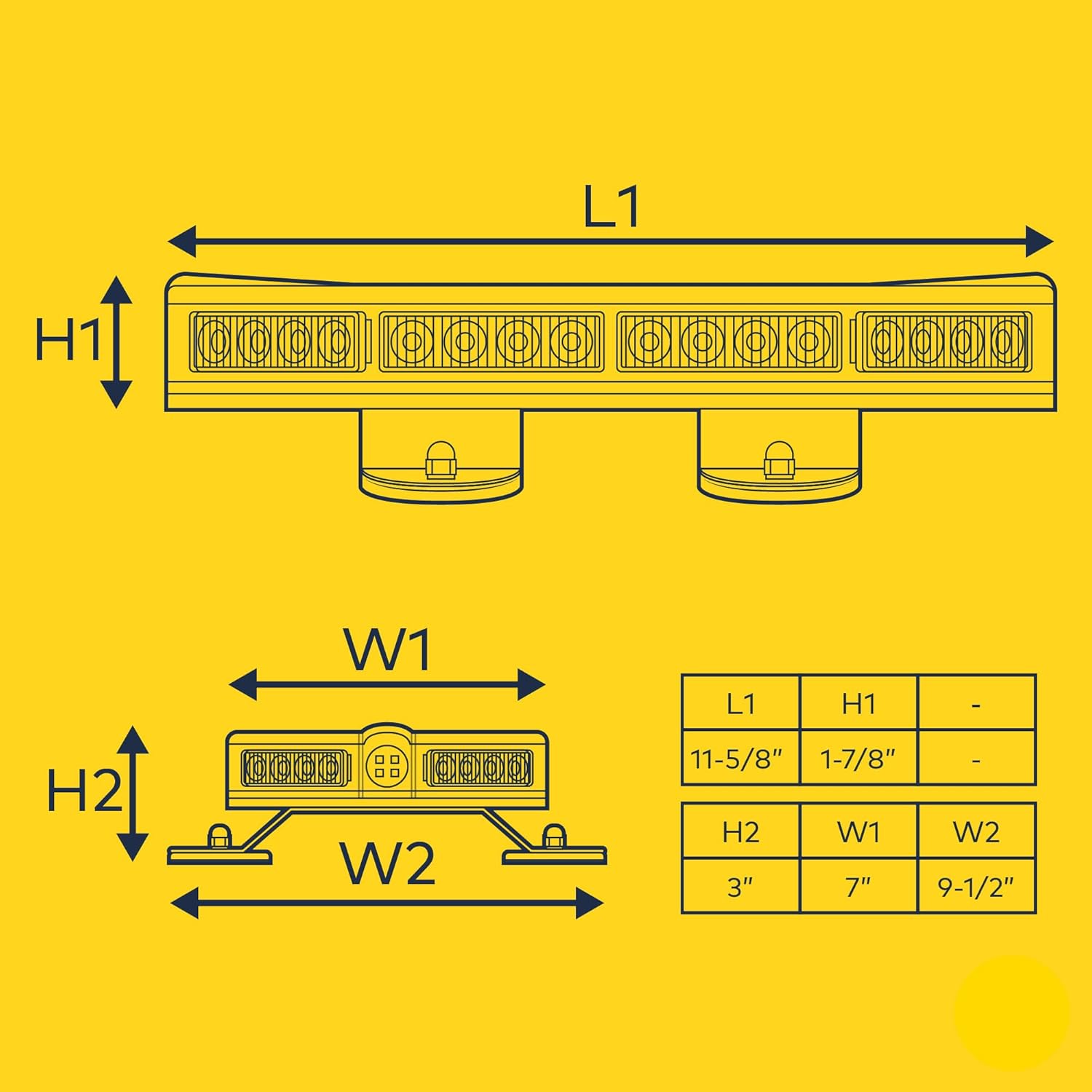 LAMPHUS NanoFlare NFMB40 12" 12V 40W AMBER LED Strobe Mini Light Bar [Magnet/Permanent Mount] Yellow Rooftop Rotating Safety Flashing Emergency Warning Beacon Lightbar for Work Truck Vehicle