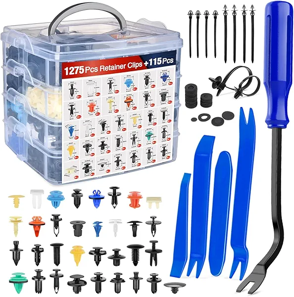Nilight 1390Pcs Car Push Retainer Clips Auto Fasteners Kit Included 33 Most Popular Sizes Nylon Bumper Fender Rivets with 1 Fasteners Remover 10 Cable Ties for Toyota GM Ford Honda Chevy