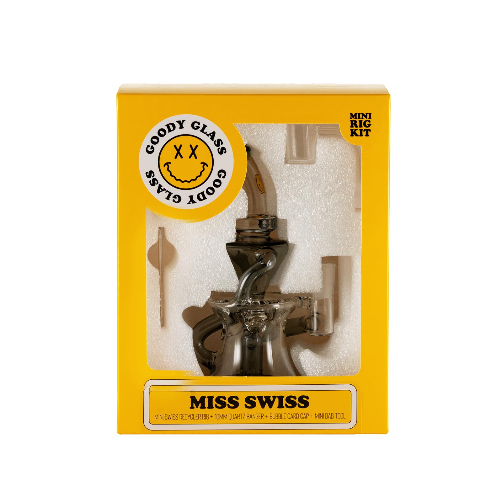 Goody Glass Miss Swiss Mini Dab Rig 4Piece Kit Bong - Smoke
