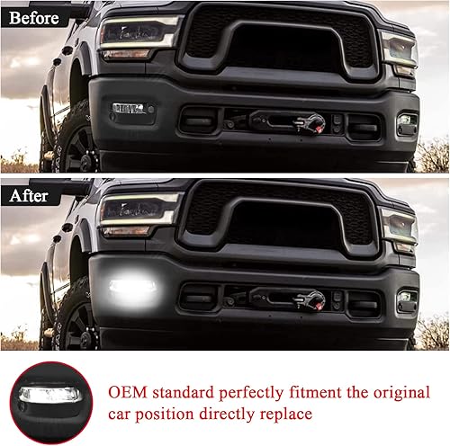 Miniatura 7 de WonVon Luces antiniebla LED aptas para Ram 2500 3500 2019-2023 parachoques LED con lámparas de conducción con interruptor de conductor y lado del